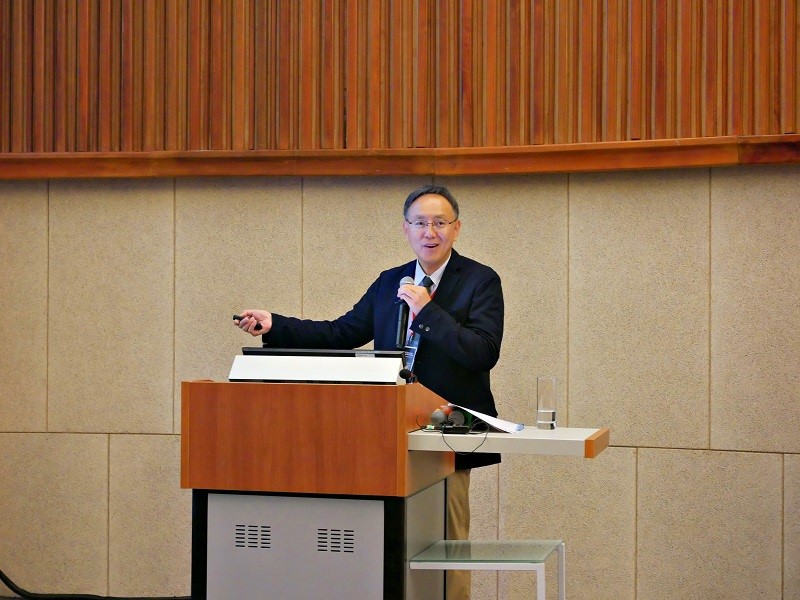 IUCN WCPA東亞區的副主席 Yoshitaka Kumagai教授講述亞洲地區保護區所面臨的挑戰，與經營管理效能評估的重要性  (國家公園電子報編輯小組提供)