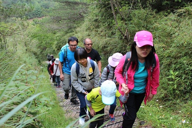 步道行進時成員們細膩觀察高海拔生態， 並由解說老師展開即席解說  (玉山國家公園管理處提供)