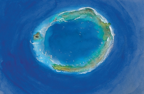 福爾摩沙衛星2號拍攝的東沙環礁(圖片摘錄「為愛出行」)
